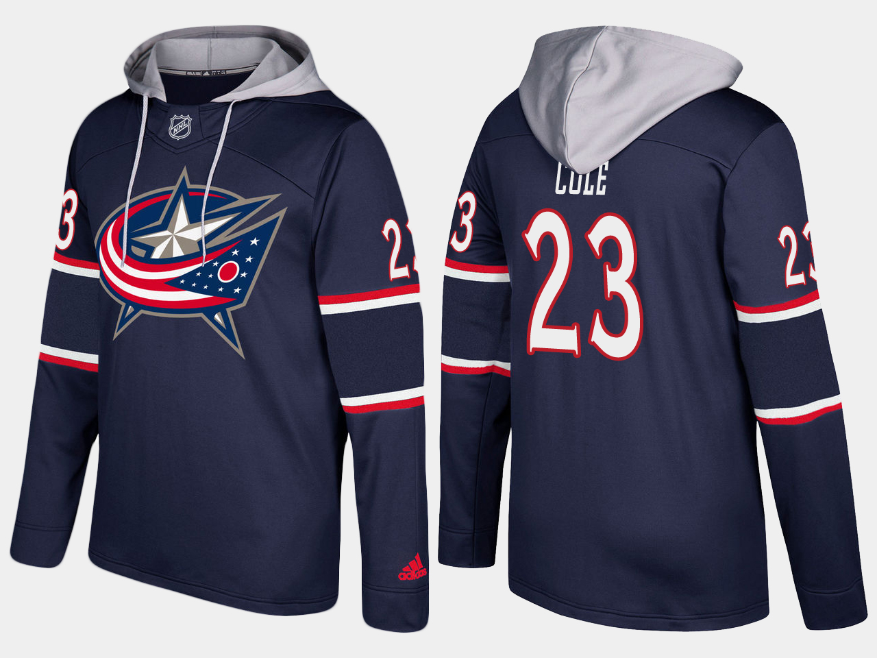 Men NHL Columbus blue jackets 23 ian cole navy blue hoodie